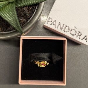 Pandora +Disney Beauty and the Beast Rose Ring - Gold Plated Size 7.5